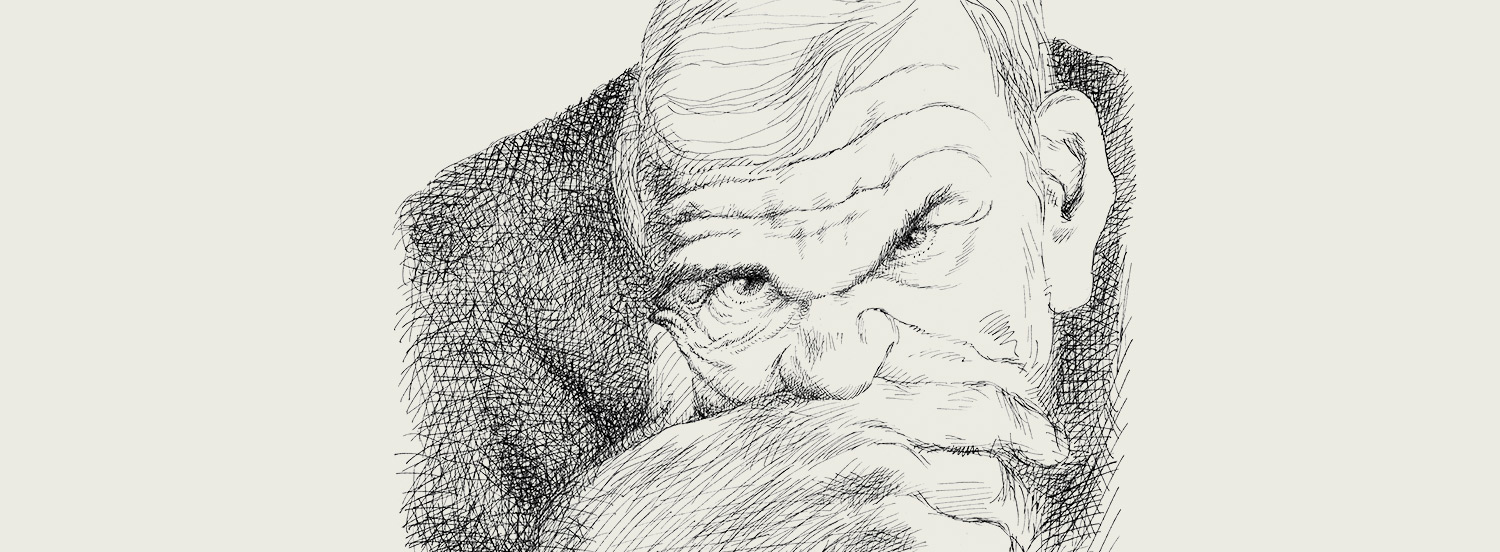 Disegno di Tullio Pericoli tratta dal libro "Ritratti di ritratti" di Tullio Pericoli,  Adelphi , 2023